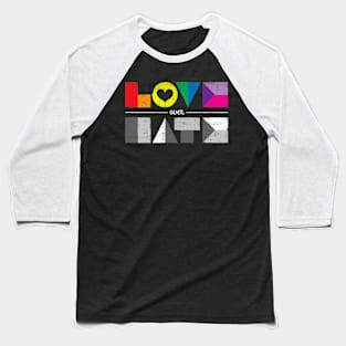 Love Over Hate Lgbt Geometric Rainbow Equality Baseball T-Shirt